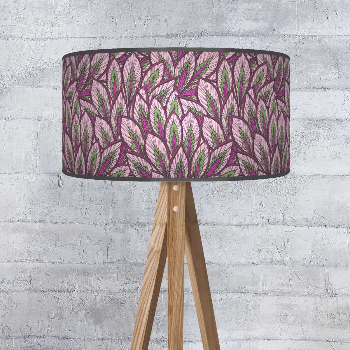 Floral Lampshade in Purple and Green Ceiling Light Drum Lamp Shade 02 - Image 2