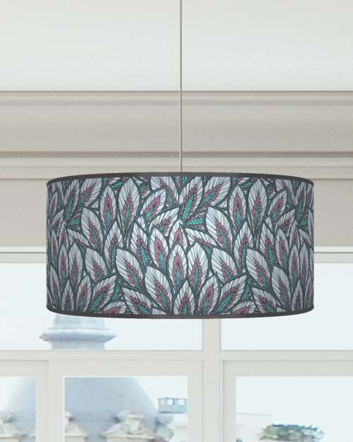 Floral Lampshade in Teal and Purple Drum Lamp Shade Ceiling Light 03