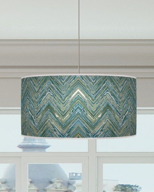 Chevron Lampshade Blue Ceiling Light Drum Lamp Shade dz106