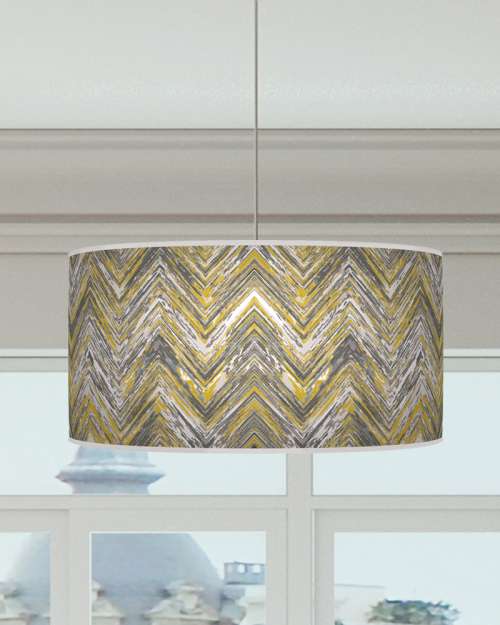 Chevron Lampshade Mustard Yellow Grey Ceiling Light Drum Lamp Shade dz107
