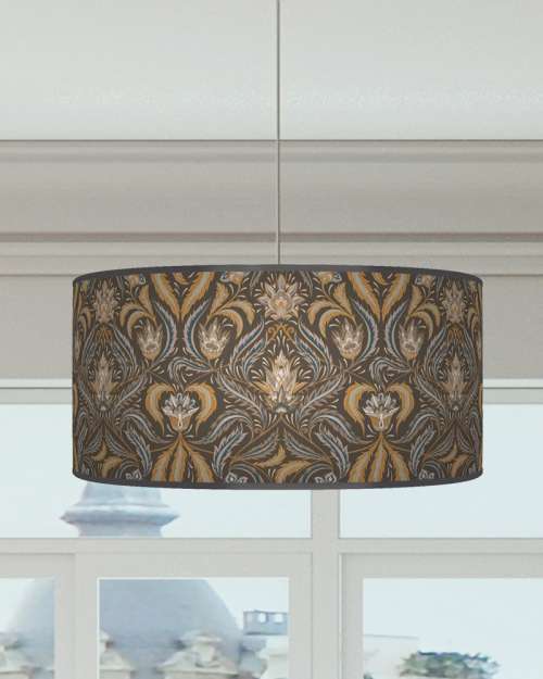 Morris Inspired Lampshade Brown Beige Gold Ceiling Light Drum Lamp Shade dz112