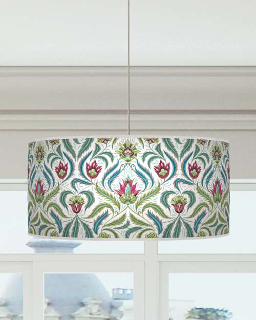 Morris Inspired Lampshade  Blue Pink Green Ceiling Light Drum Lamp Shade dz121