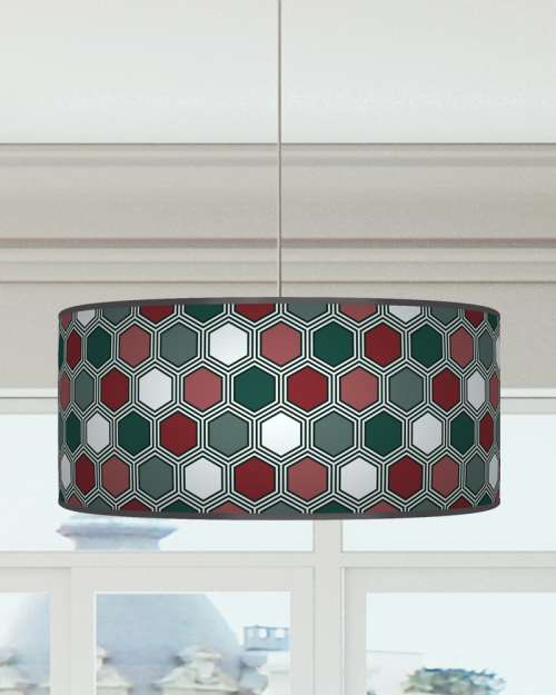 Hexagon Geometric Lampshade  Emerald Green Plum Pink Ceiling Light Drum Lamp Shade dz124