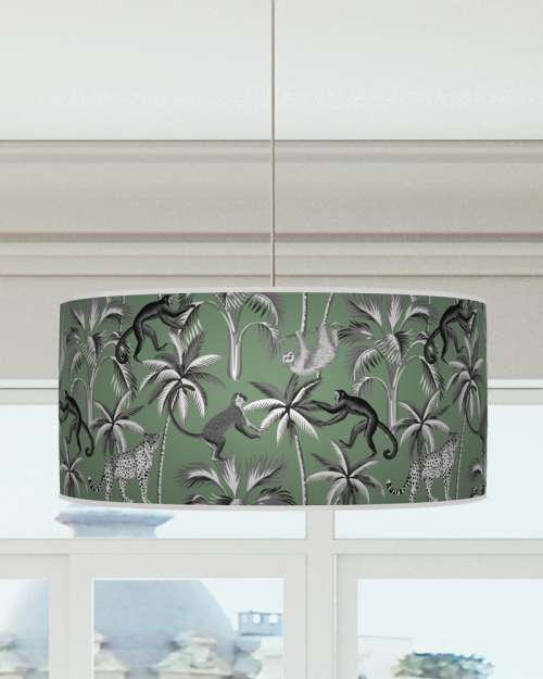 Tropical Jungle Lampshade Sage Green Grey Ceiling Light Drum Lamp Shade dz143