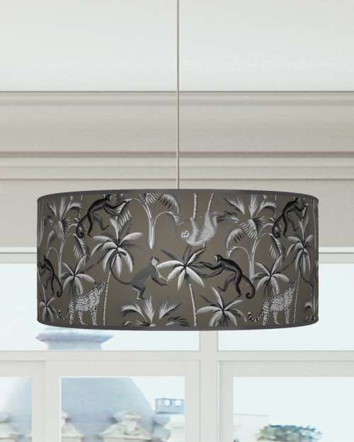 Tropical Jungle Lampshade Grey Ceiling Light Drum Lamp Shade dz149