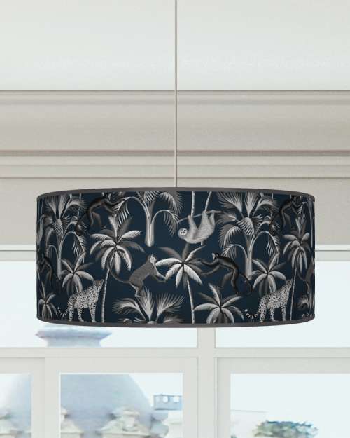 Tropical Jungle Lampshade Navy Blue Grey Ceiling Light Drum Lamp Shade dz150