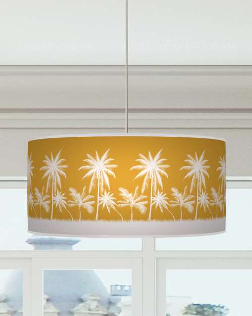 Palm Trees Lampshade Yellow Mustard White Ceiling Light Drum Lamp Shade dz157