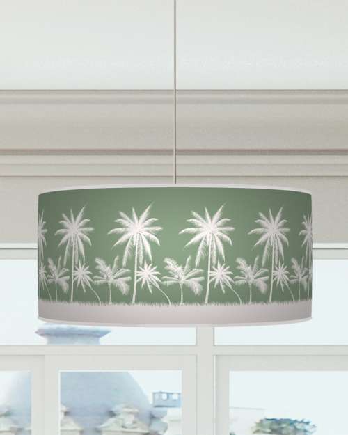 Palm Trees Lampshade Sage Green White Ceiling Light Drum Lamp Shade dz160