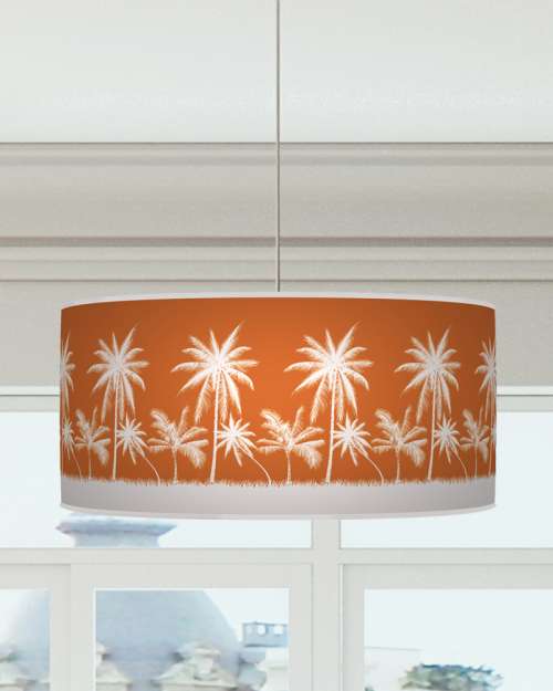 Palm Trees Lampshade Burnt Orange White Ceiling Light Drum Lamp Shade dz161