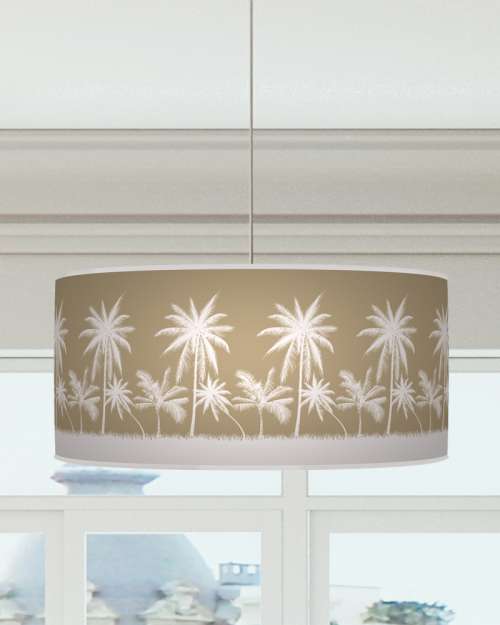 Palm Trees Lampshade Beige Brown Latte Ceiling Light Drum Lamp Shade dz163