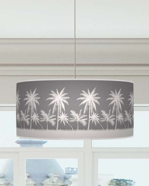 Palm Trees Lampshade Grey White Ceiling Light Drum Lamp Shade dz164