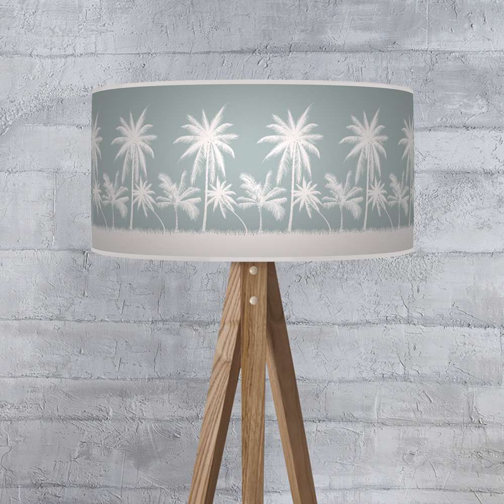 Palm Trees Lampshade Duck Egg Blue White Ceiling Light Drum Lamp Shade dz167 - Image 2