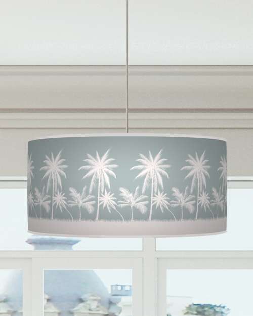 Palm Trees Lampshade Duck Egg Blue White Ceiling Light Drum Lamp Shade dz167