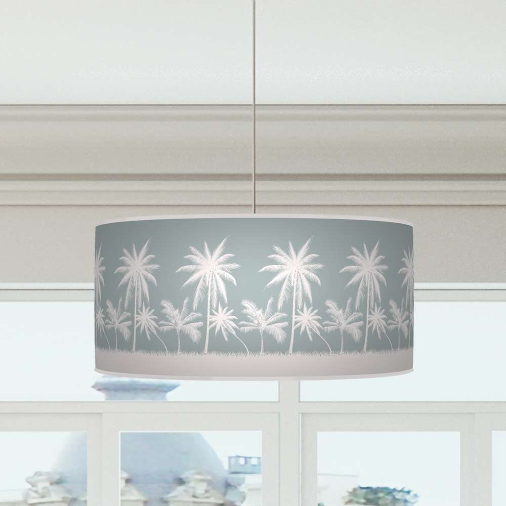 Palm Trees Lampshade Duck Egg Blue White Ceiling Light Drum Lamp Shade dz167