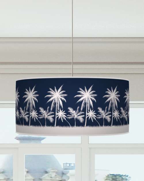 Palm Trees Lampshade Navy Blue White Ceiling Light Drum Lamp Shade dz169