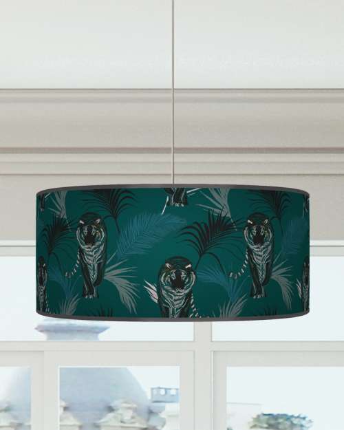 Tiger Palm Leaves Lampshade Teal Blue Ceiling Light Drum Lamp Shade dz171