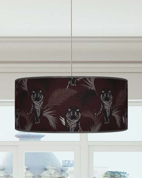 Tiger Palm Leaves Lampshade Purple Plum Black Ceiling Light Drum Lamp Shade dz172