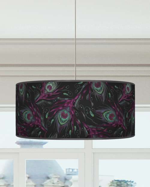 Peacock Feathers Lampshade Purple Black Ceiling Light Drum Lamp Shade dz181