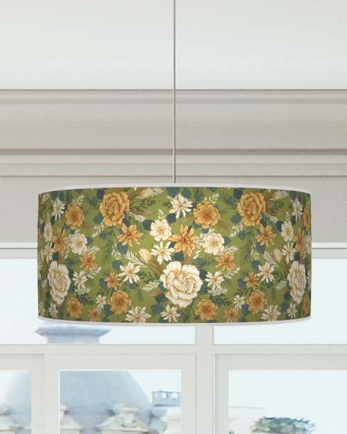 Floral Lampshade Olive Green Ceiling Light Drum Lamp Shade dz193