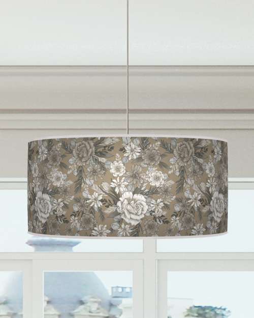 Floral Lampshade Beige Grey Ceiling Light Drum Lamp Shade dz196