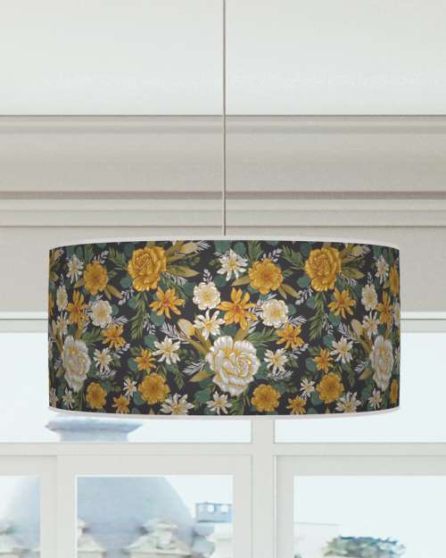 Floral Lampshade Mustard Green Grey Ceiling Light Drum Lamp Shade dz198