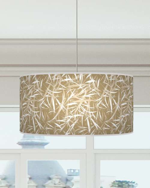 Leaves Floral Beige Brown White Ceiling Light Drum Lamp Shade dz19