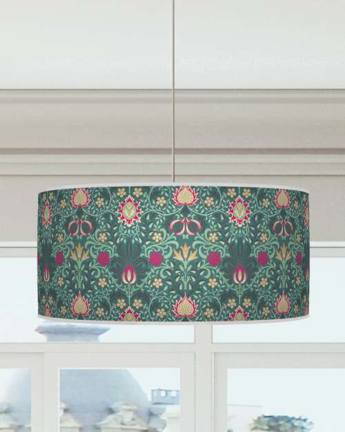 Morris Inspired Lampshade Teal Blue Hot Pink Ceiling Light Drum Lamp Shade dz204