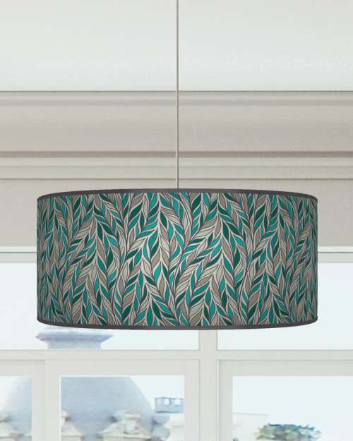 Leaves Lampshade Teal Blue Grey Ceiling Light Drum Lamp Shade dz220