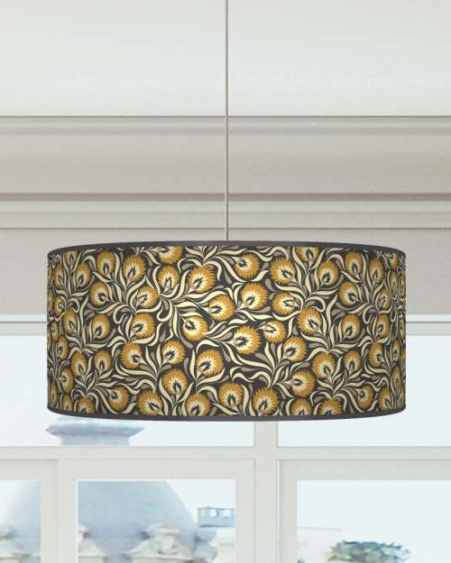 Floral lampshade Ochre Mustard Grey Ceiling Light Drum Lamp Shade dz233