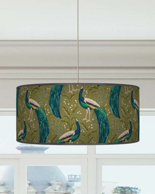 Peacock Lampshade Teal Blue Olive Green Turquoise Ceiling Light Drum Lamp Shade dz242