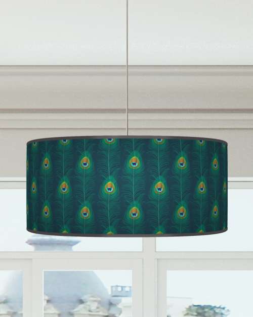 Peacock Feathers Turquoise Navy Blue Ceiling Light Drum Lamp Shade dz244