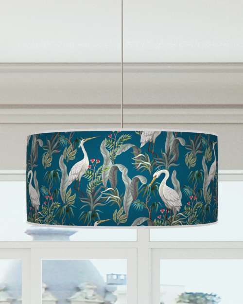 Herons Tropical Birds Lampshade Exotic Blue Ceiling Light Drum Lamp Shade dz248