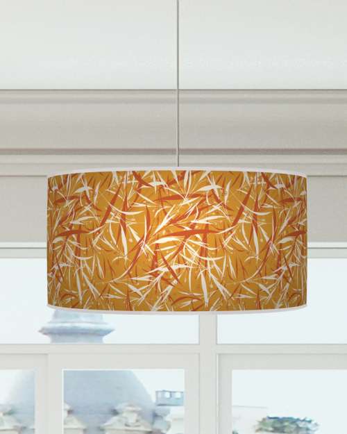 Leaves Floral Paprika Mustard Orange White Ceiling Light Drum Lamp Shade  dz24