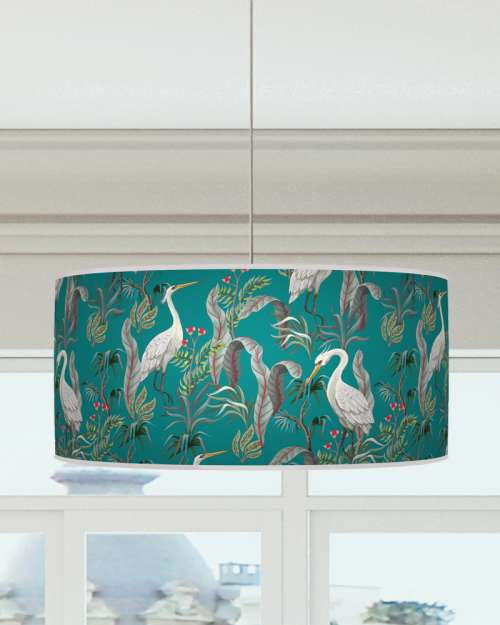 Herons Tropical Birds Lampshade  Birds Exotic Blue Ceiling Light Drum Lamp Shade dz250