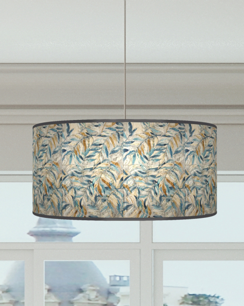 Leaves Floral Blue Mustard Ceiling Light Drum Lamp Shade  dz26