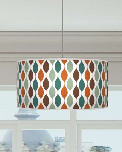 Geometric Lampshade Burnt Orange Teal Brown Ceiling Light Drum Lamp Shade  dz40