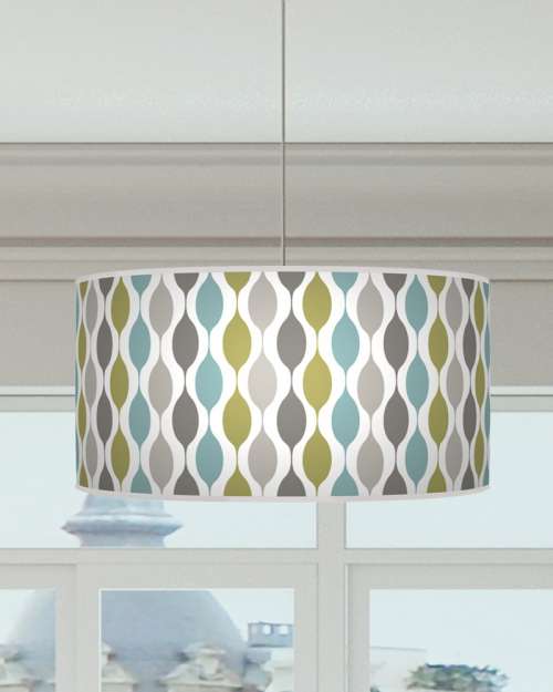 Geometric Lampshade Green Blue Grey Ceiling Light Drum Lamp Shade dz44