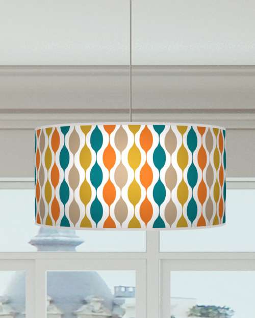 Geometric Lampshade Teal Mustard Orange Beige Ceiling Light Drum Lamp Shade dz48