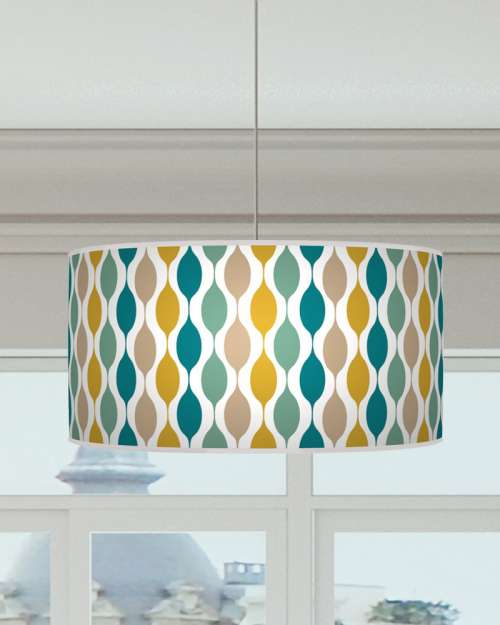Geometric Lampshade Mustard Teal Beige Ceiling Light Drum Lamp Shade dz49