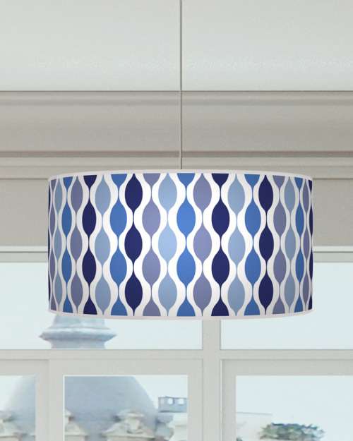 Geometric Lampshade Shades of Blue Navy Ceiling Light Drum Lamp Shade  dz57
