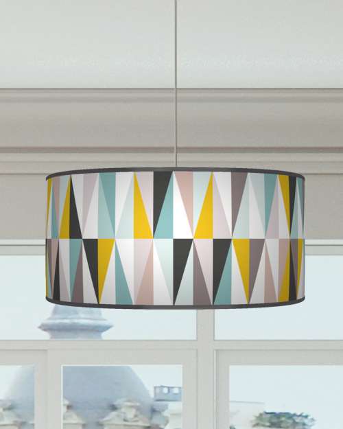 Geometric Lampshade Mustard Yellow Grey Blue Ceiling Light Drum Lamp Shade dz88