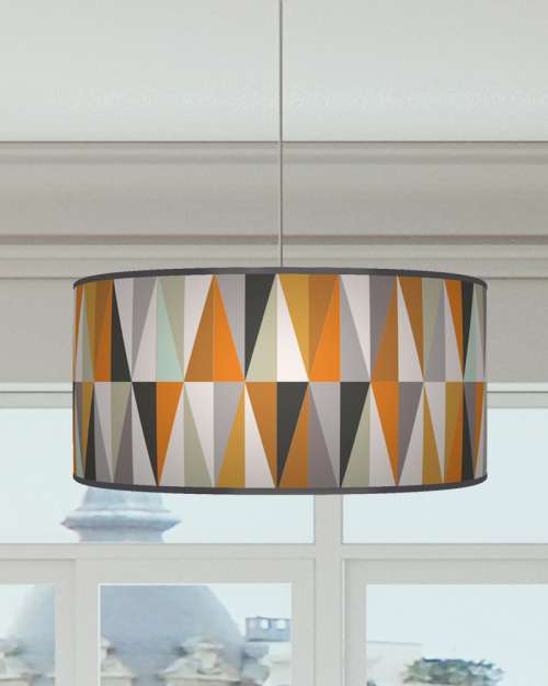 Geometric Lampshade Orange Grey Ceiling Light Drum Lamp Shade  dz90