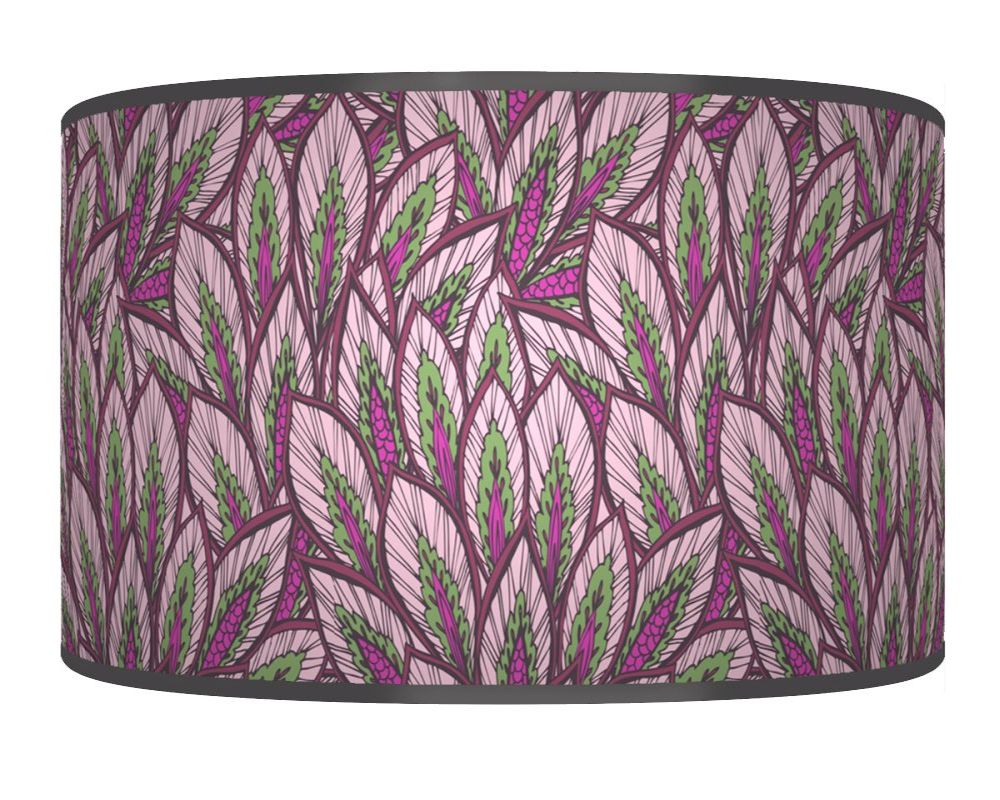 Floral Lampshade in Purple and Green Ceiling Light Drum Lamp Shade 02 - Image 3