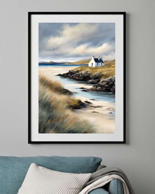 Highland Cottage Contemporary Art Print Unframed